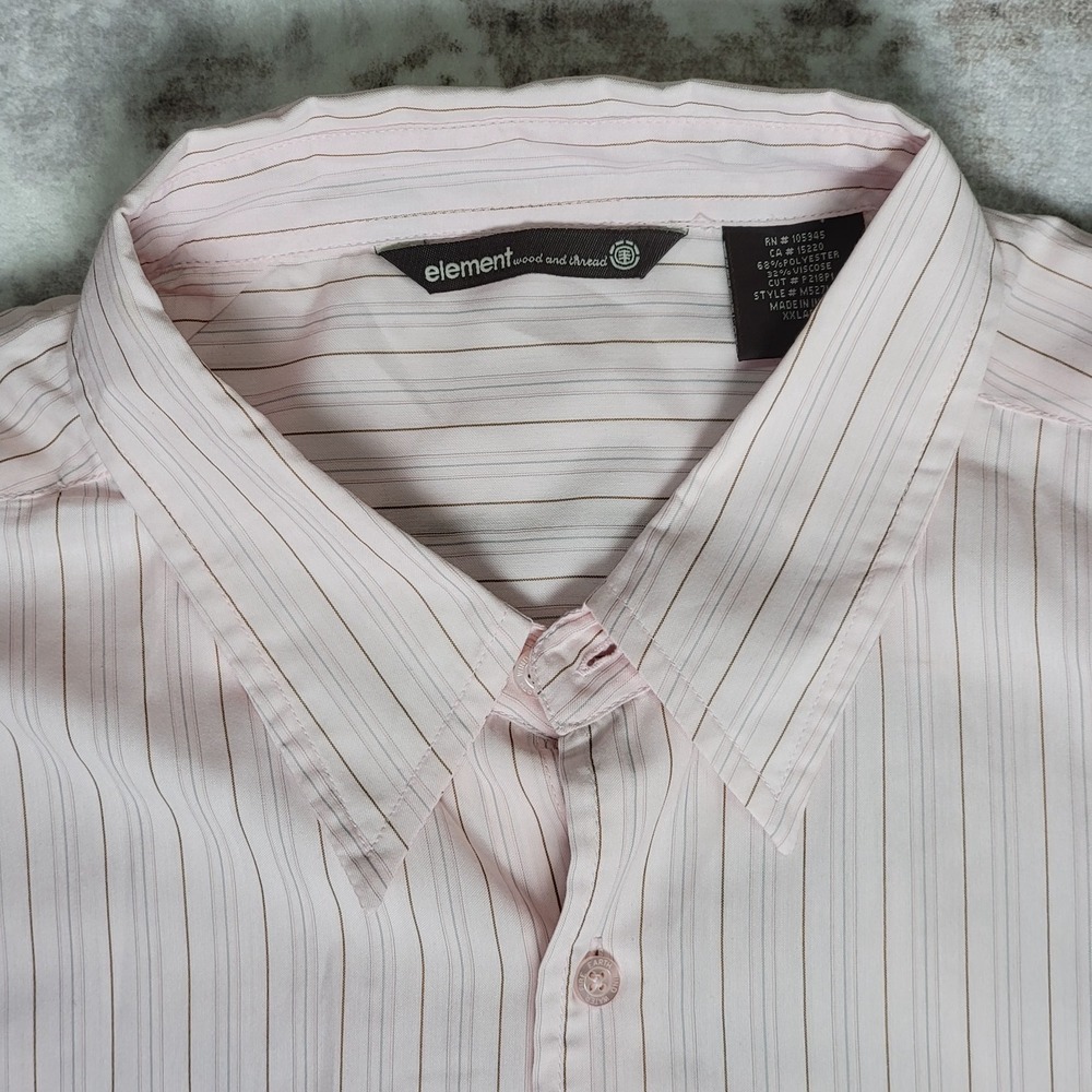 Element Wood and Thread Skate Shirt Mens XXL Pink Striped Short Sleeve Woven